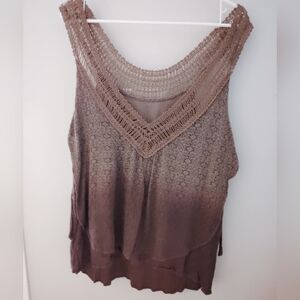 Gimmicks by BKE Brown Lace Accent Sleeveless Blouse